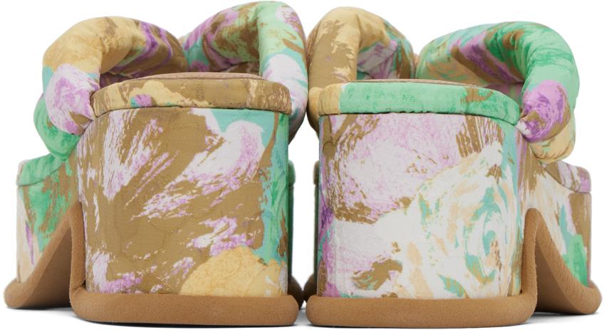 Multicolor Printed Platform Heeled Sandals