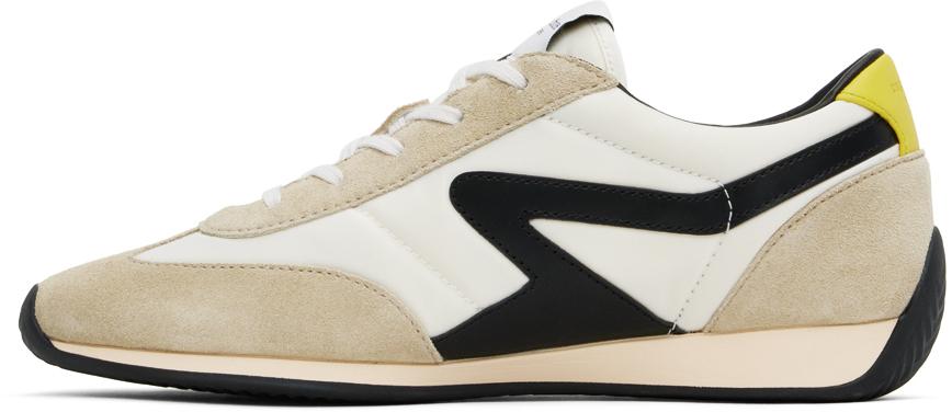 White & Beige Retro Runner Slim Sneakers