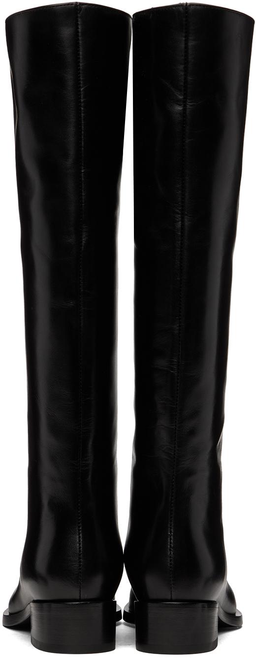 Black V-Neck Tall Boots