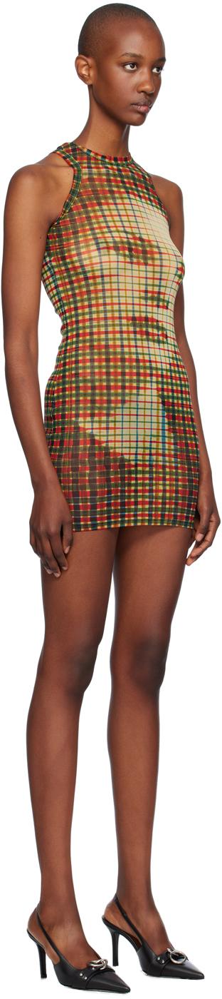 Yellow & Green Tartan Face Minidress