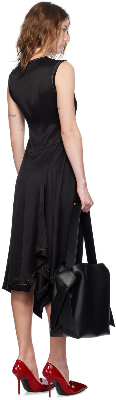 Black Raw Edge Midi Dress