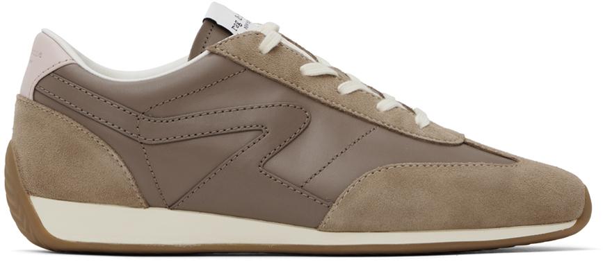 Taupe Slim Suede Retro Runner Sneakers