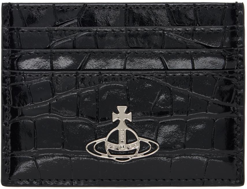 Black Croc-Embossed Card Holder