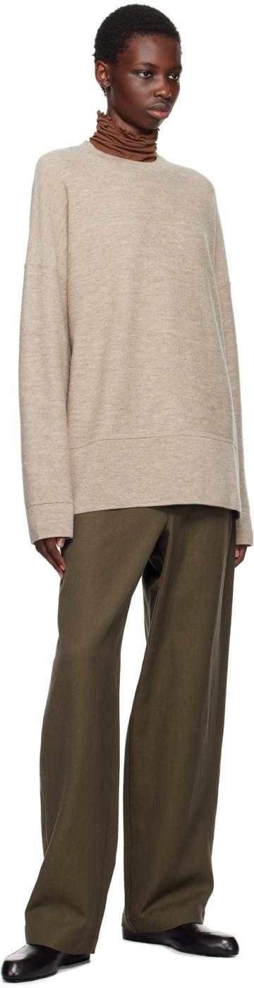 Taupe Oversize Crewneck Sweater