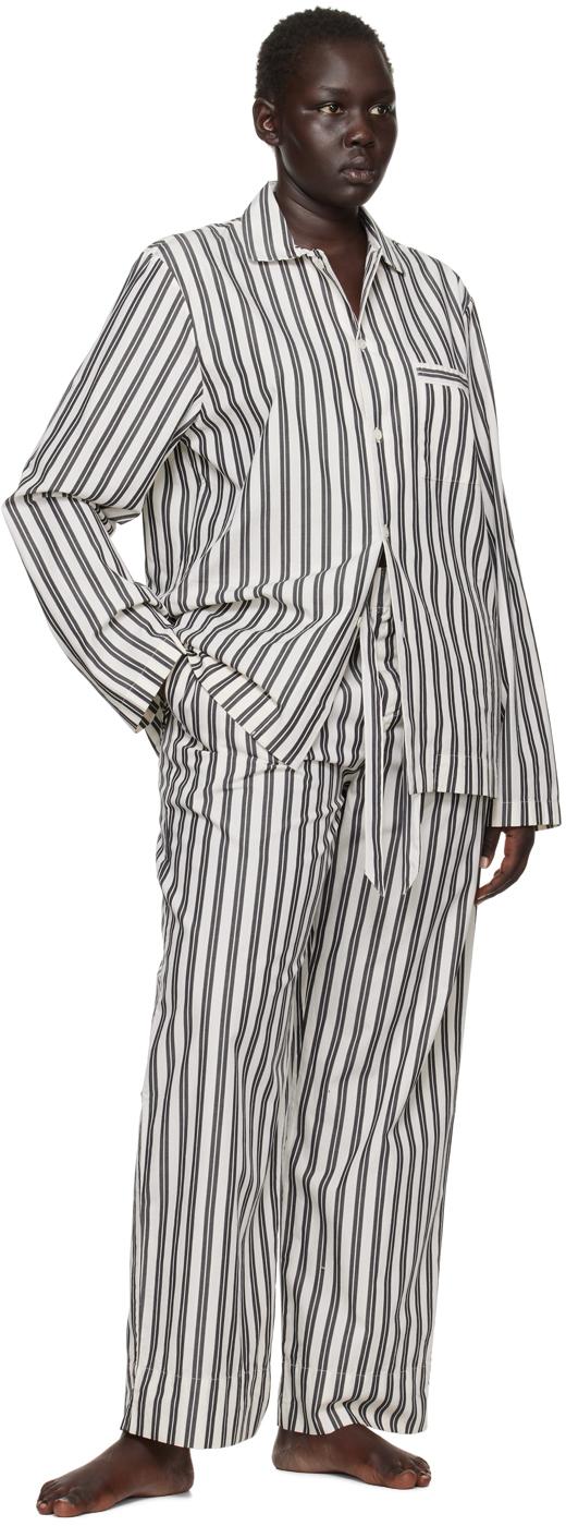 White & Black Striped Pyjama Shirt