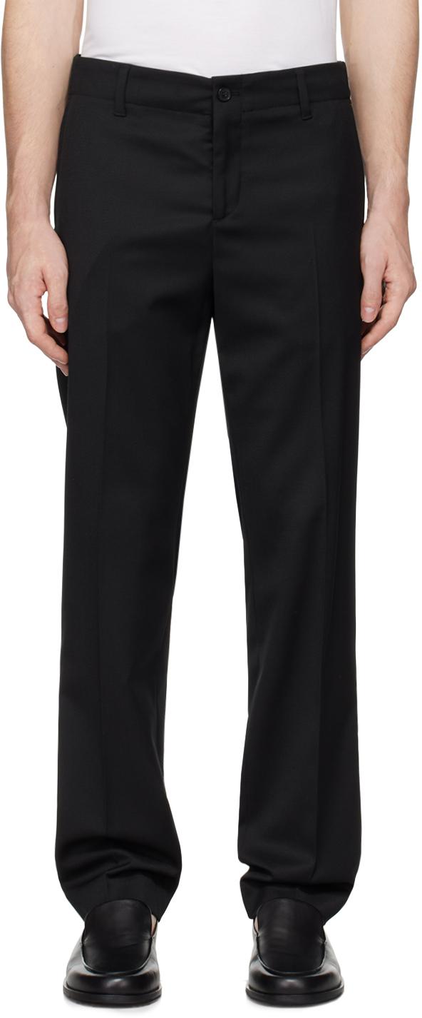 Black Elastic Waist Tailored Trousers