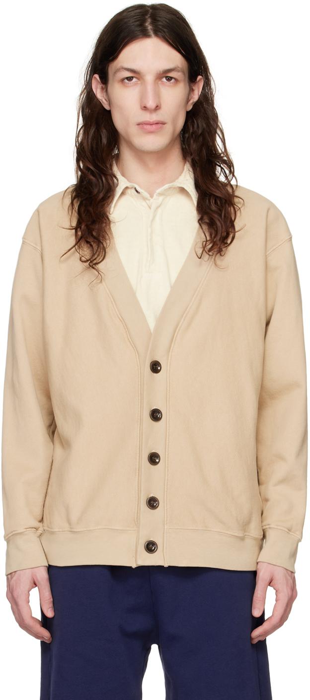 Beige Y-Neck Cardigan