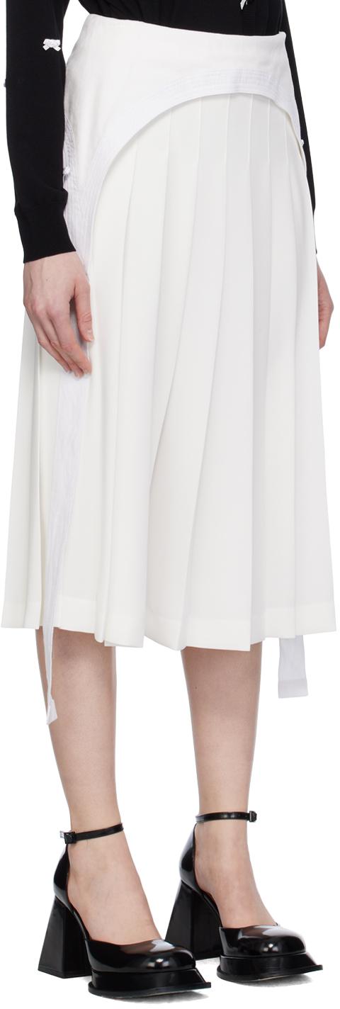 White Pleated Midi Skirt