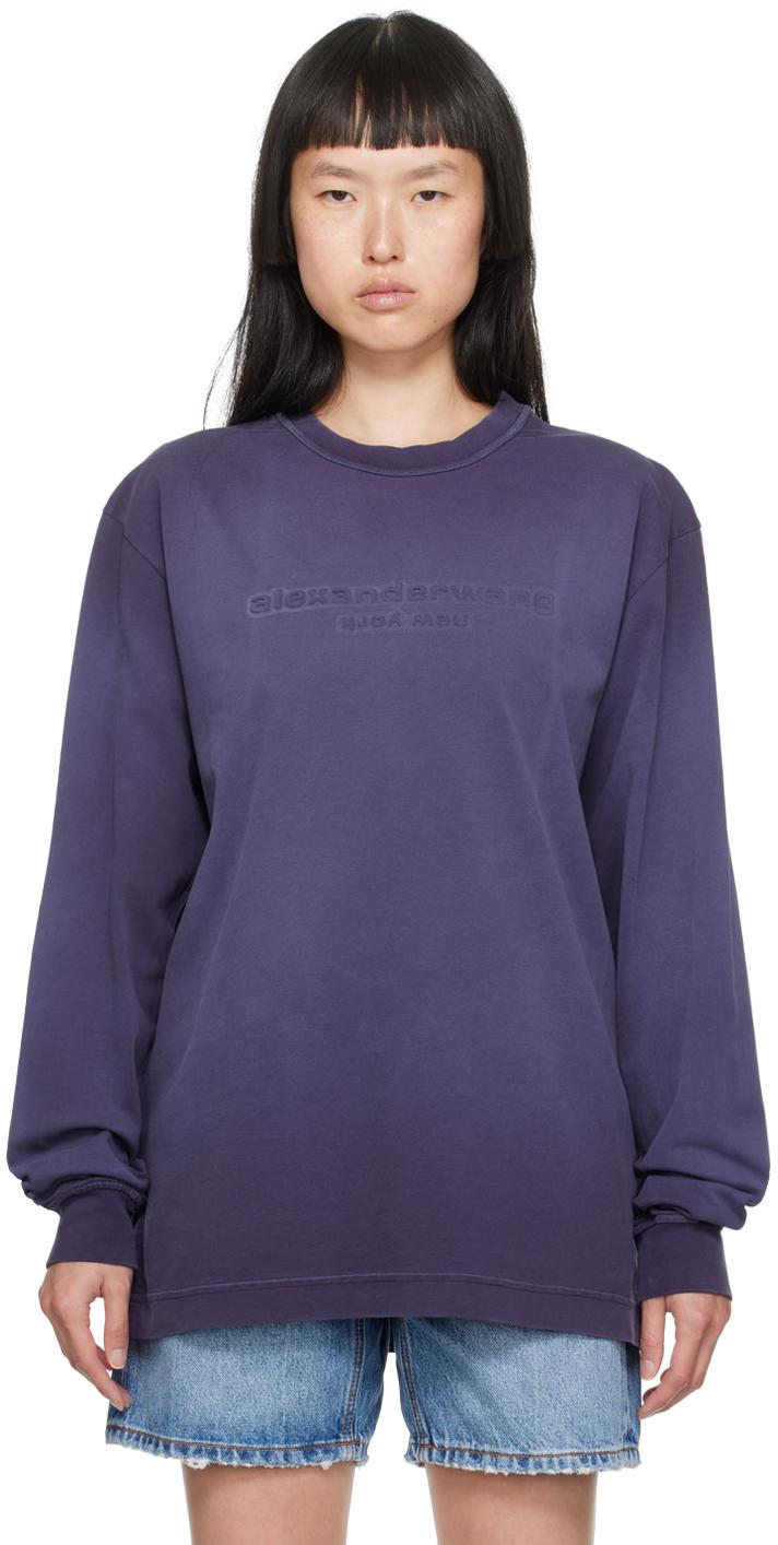 Purple Embossed Long Sleeve T-Shirt