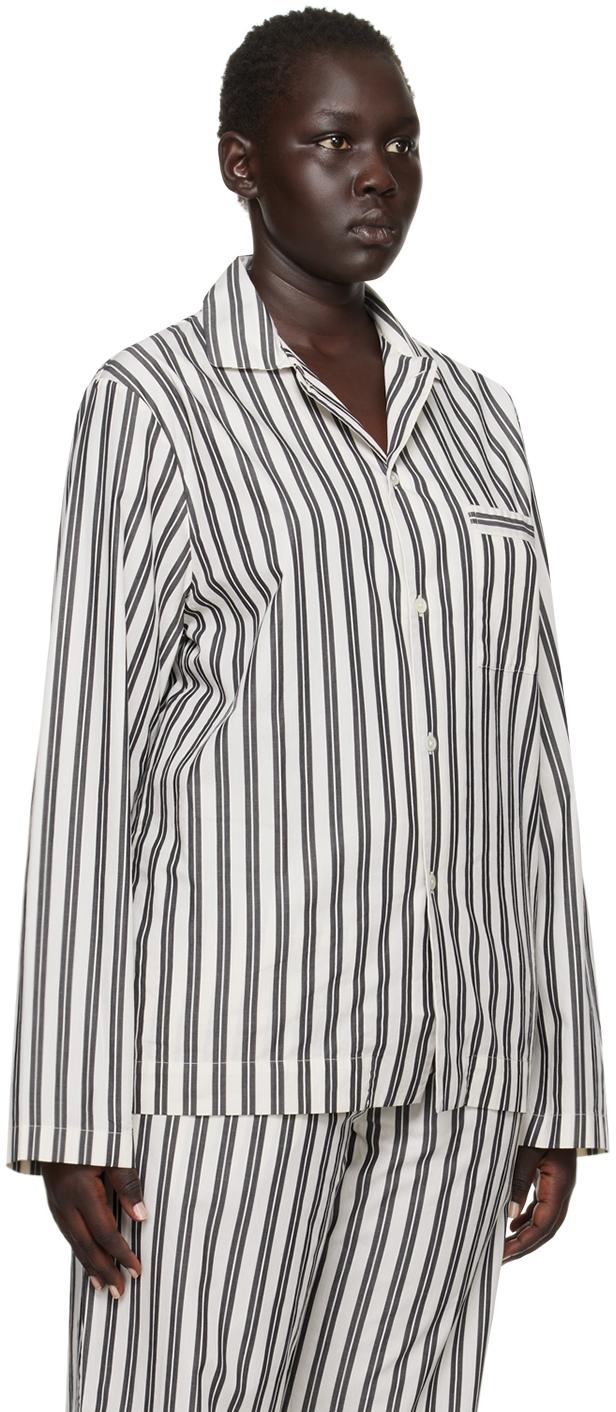 White & Black Striped Pyjama Shirt