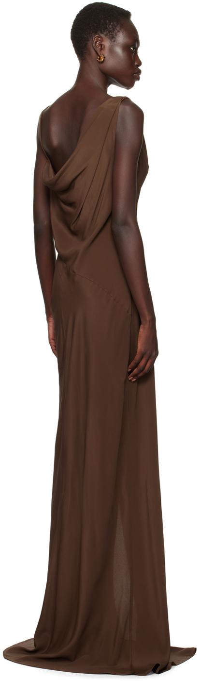 Brown Ruffled Maxi Dress