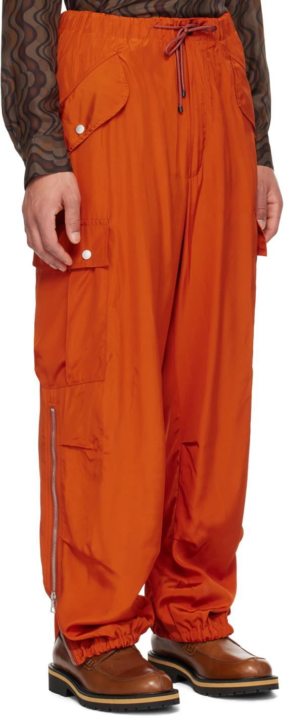 Orange Drawstring Cargo Pants