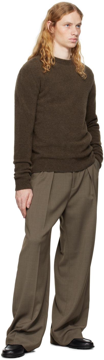 Taupe Wide Wool Trousers