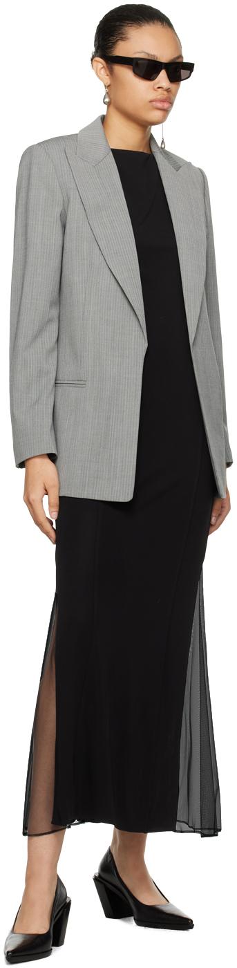 Gray Peaked Lapel Blazer