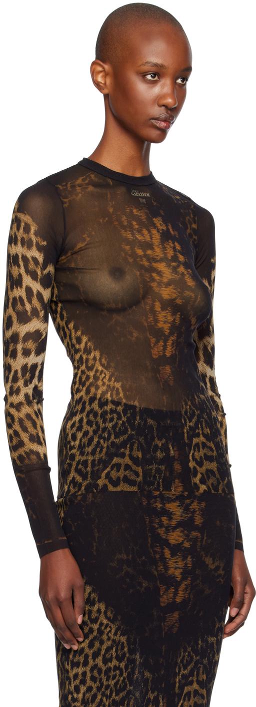 Brown Leopard Long Sleeve T-shirt