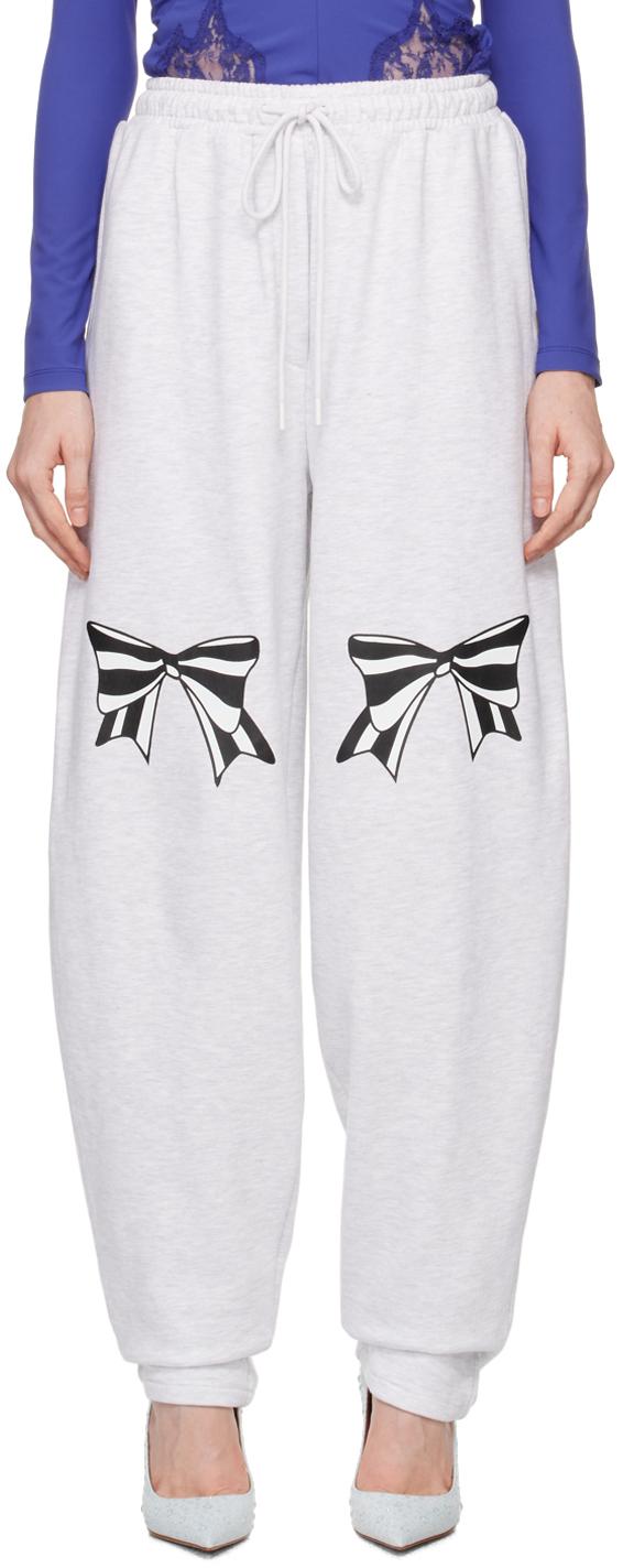 Gray Ribbon Printed Sweatpants