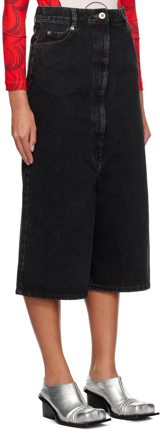 Black High-Rise Denim Shorts