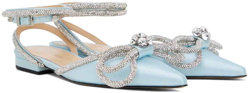 Blue Double Bow Ballerina Flats