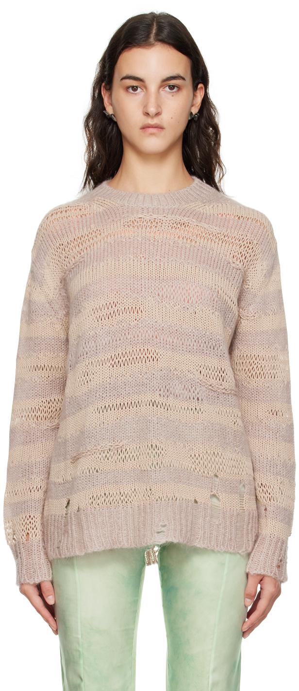 Beige Distressed Sweater