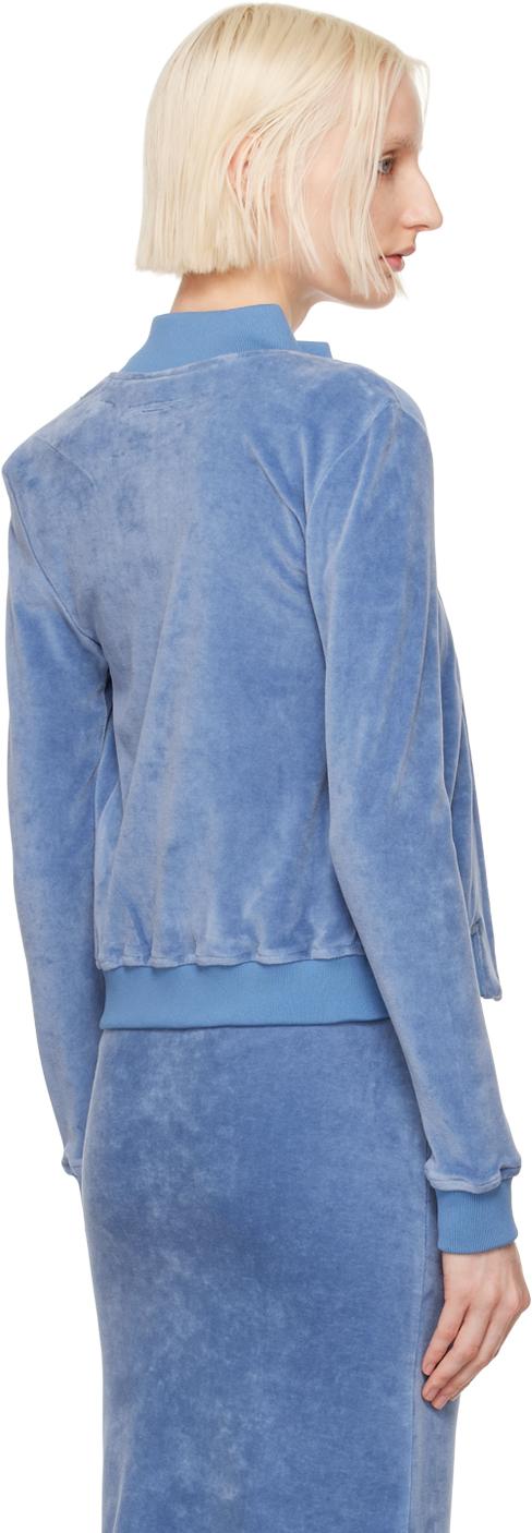 Blue Crop Zip-Up Track Jacket