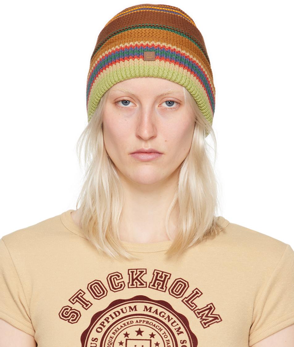 Brown Striped Beanie