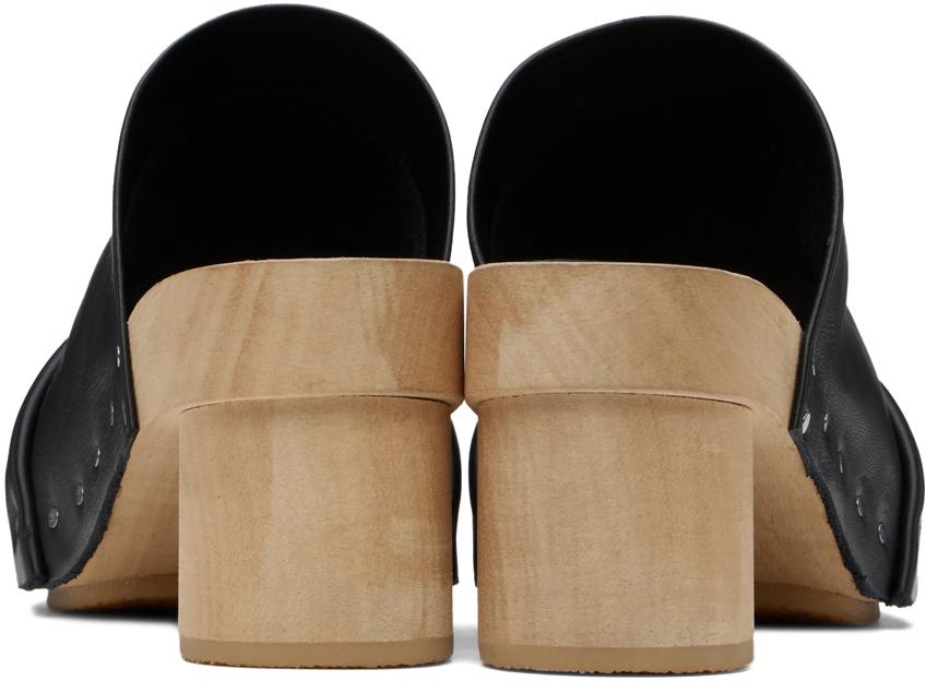 Black Pleat Mules