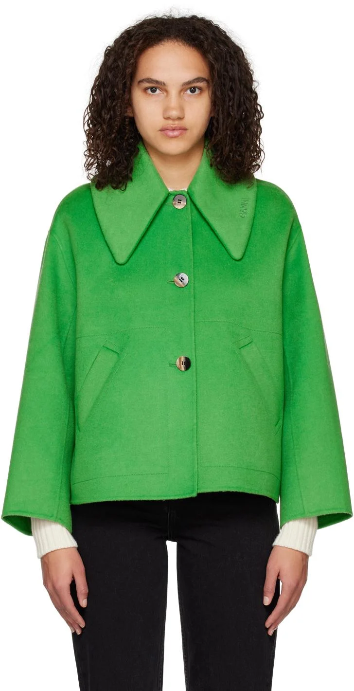 Green Wide Collar Jacket