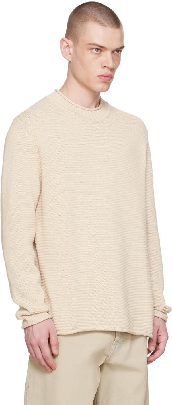 Beige Rolled Edge Sweater