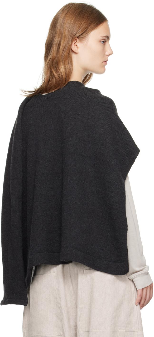 Black Sleeves Wrap Sweater Shawl