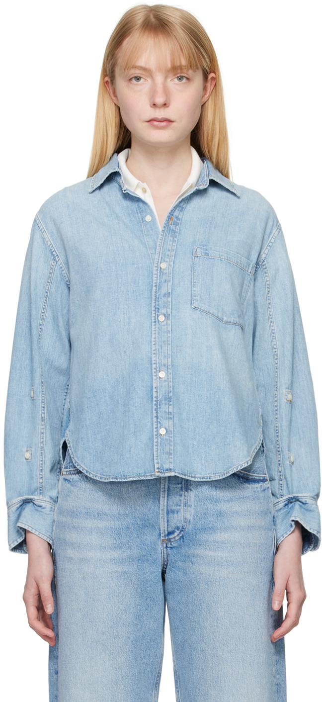 Blue Kayla Shrunken Denim Shirt