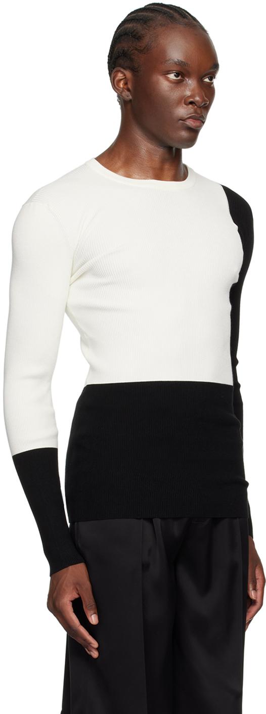 White & Black Color Block Sweater