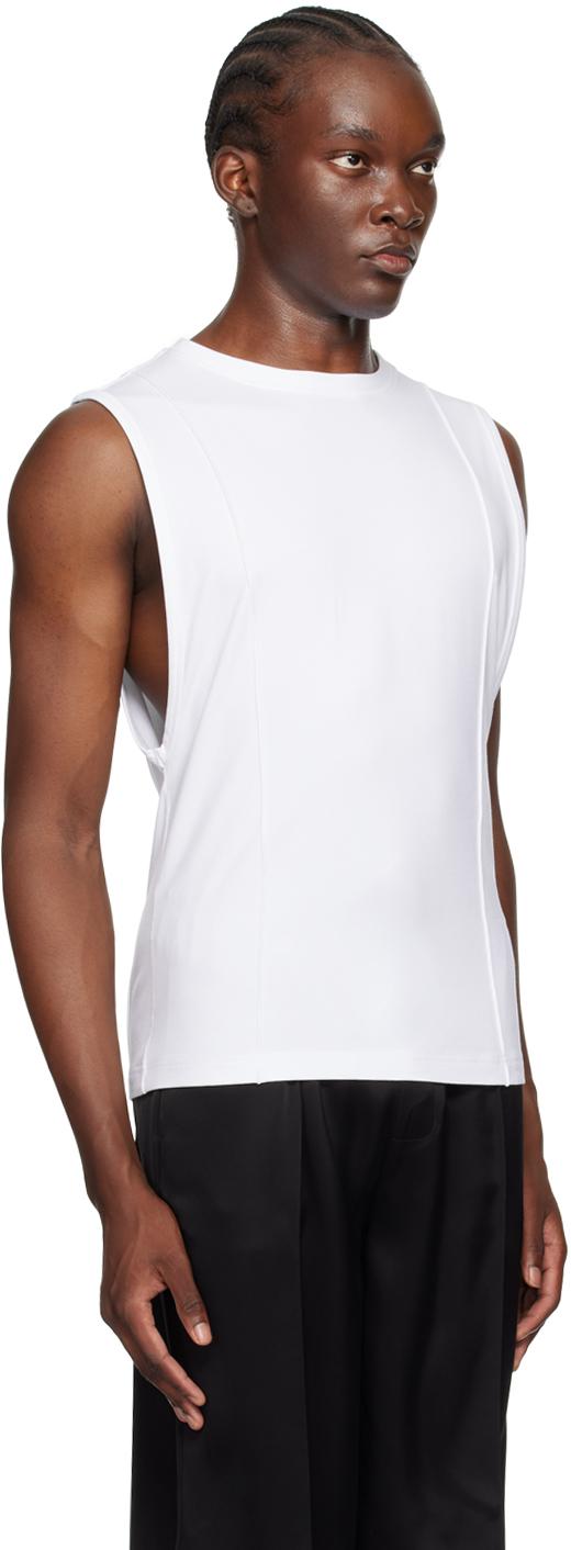 White Creased Muscle Tank Top