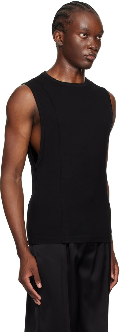 Black Creased Muscle Tank Top