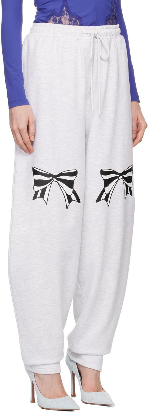 Gray Ribbon Printed Sweatpants