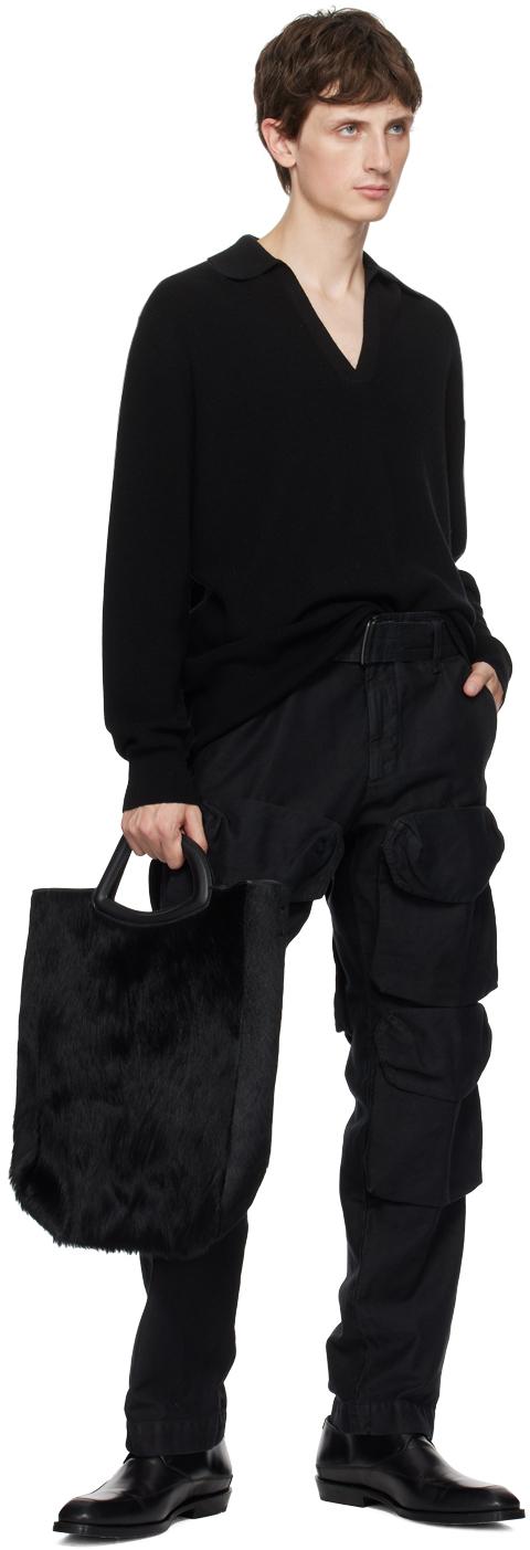 Black Garment-Dyed Cargo Pants