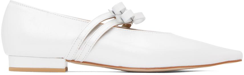 White Mary Jane Ballerina Flats