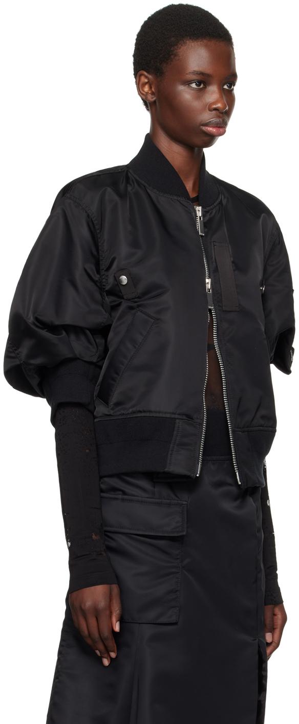 Black Short Sleeve Bomber Jacket