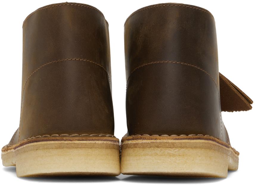 Brown Waxed Leather Desert Boots