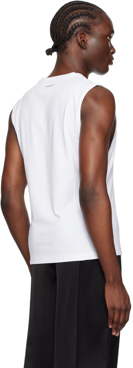 White Creased Muscle Tank Top