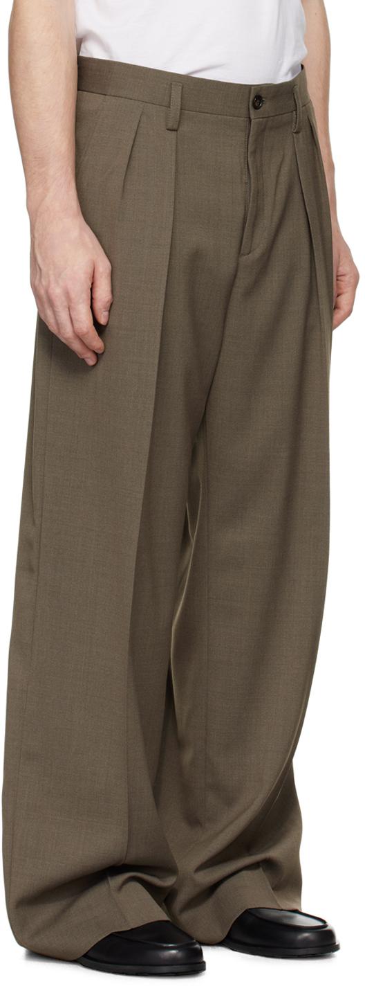 Taupe Wide Wool Trousers