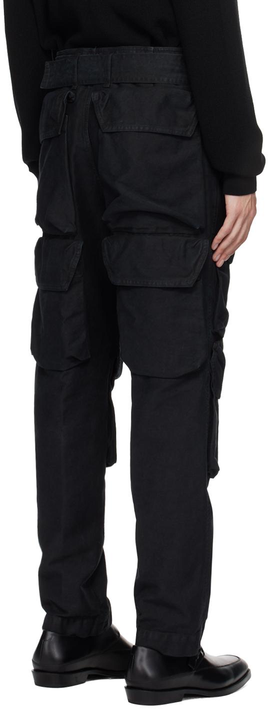 Black Garment-Dyed Cargo Pants