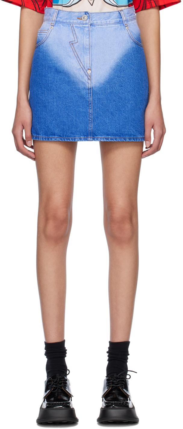 Blue Brief-Washed Denim Miniskirt