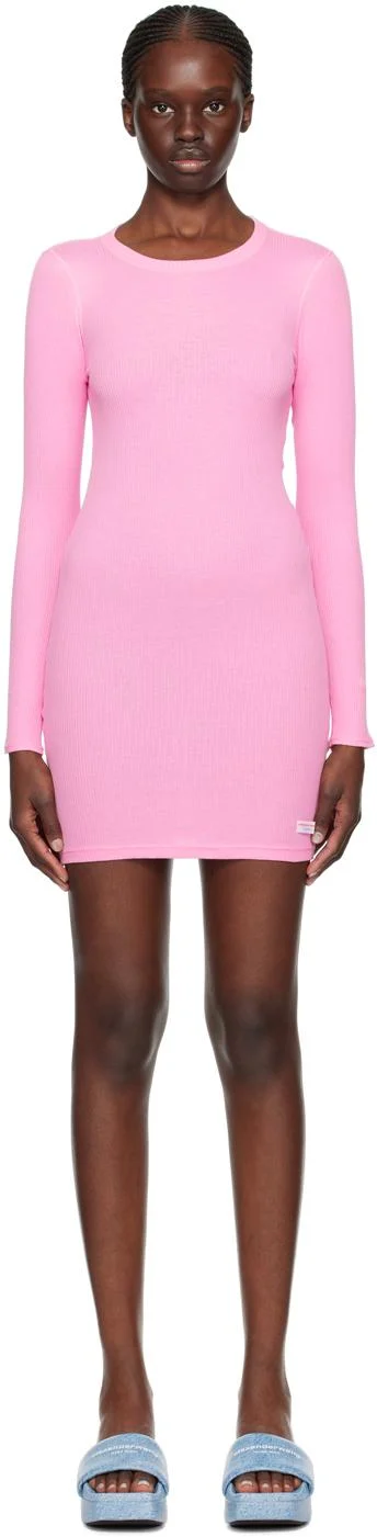 Pink Ribbed Minidress