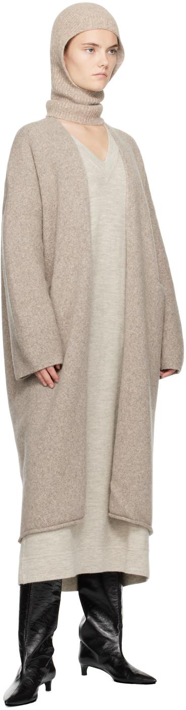 Beige Long Open Cardigan