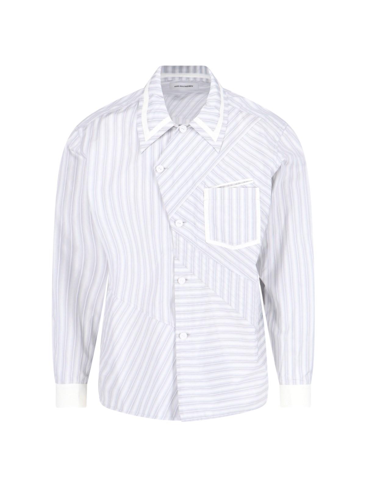 Stripe asymmetric shirt