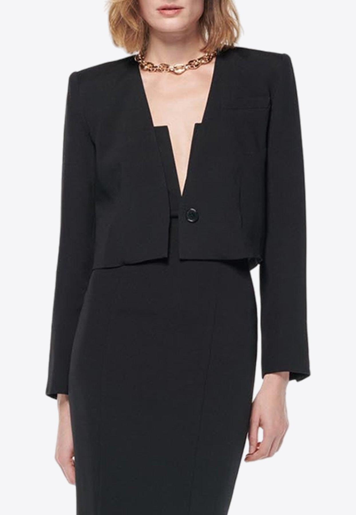 Cropped Stretch Wool Silk Jacket