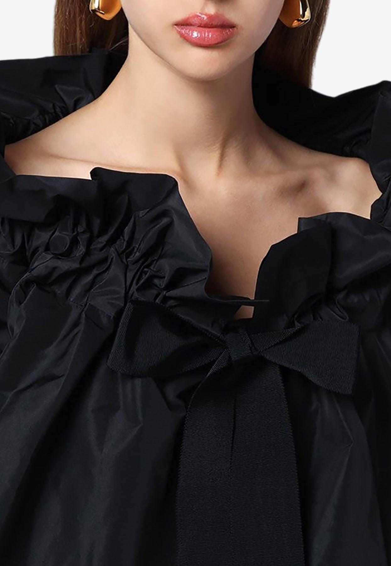 Frilled-Collar Balloon Blouse