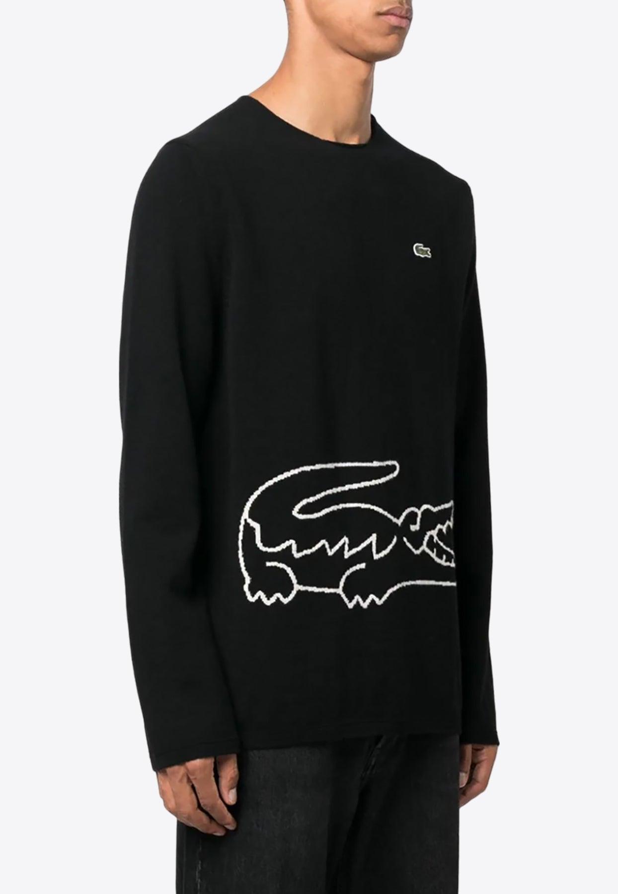 X Lacoste Intarsia Knit Logo Wool Sweater