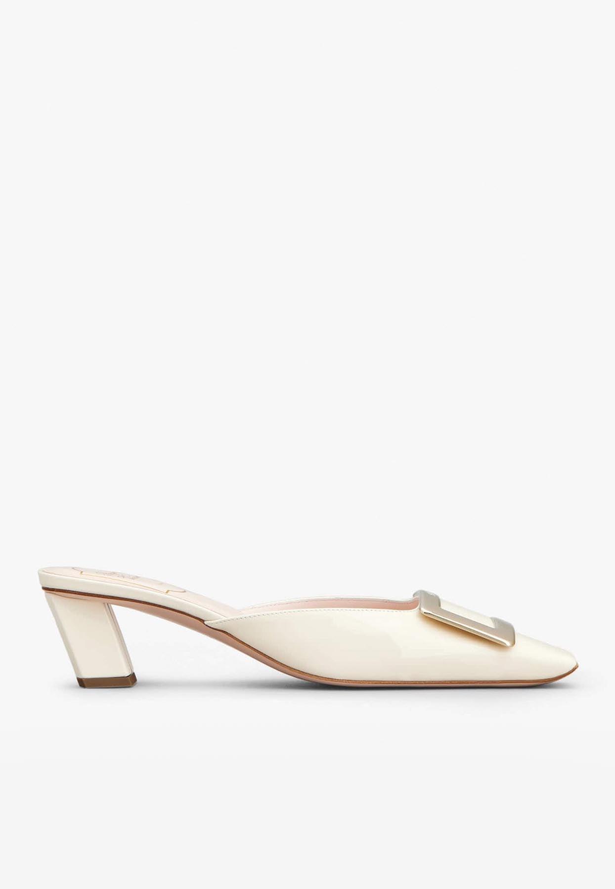 Belle Vivier 45 Metal Buckle Mules in Patent Leather