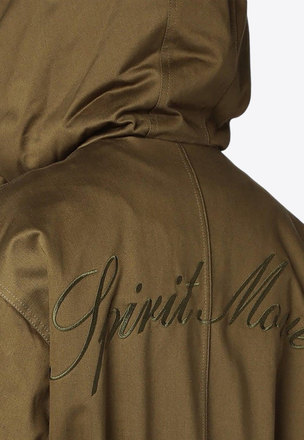 Embroidered Logo Drawstring-Waist Parka